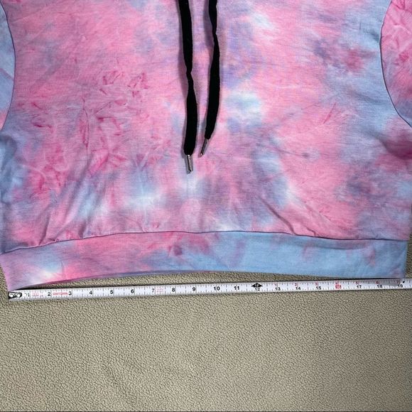 Pink blue purple size Xl 📌 tie dye cotton candy color cropped hoodie/sweatshirt - Picture 7 of 8